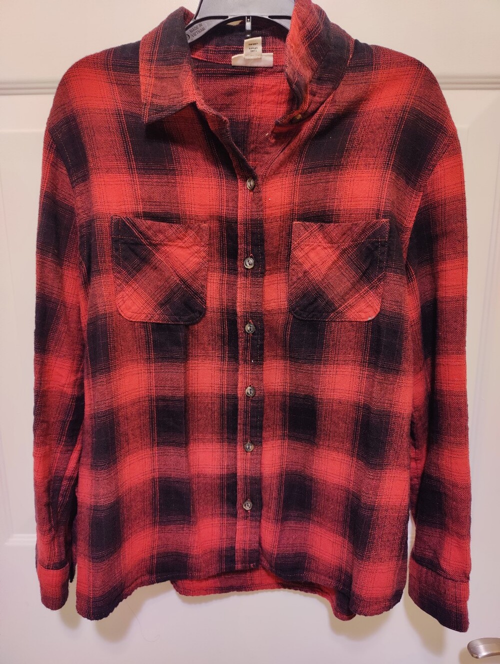 Red Plaid Button-Up Women's Shirt